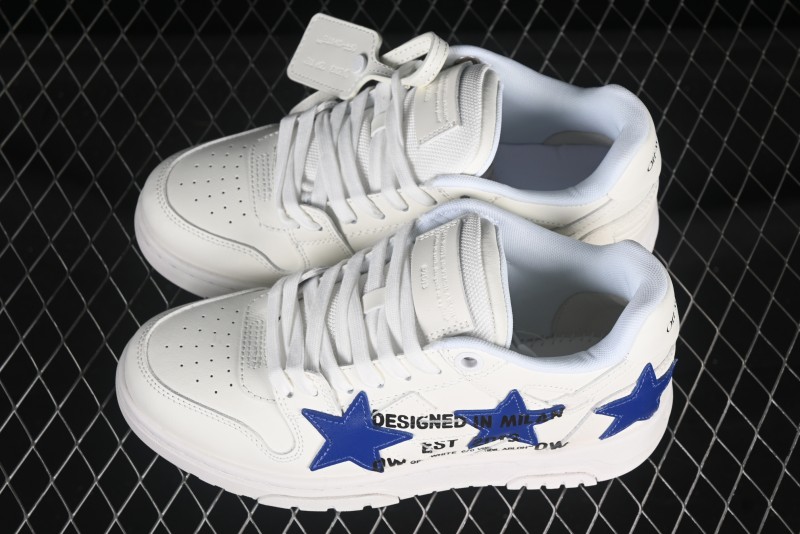 Off-White Out Of Office Low-Top Fashion Sneakers White Blue Star - AJD4