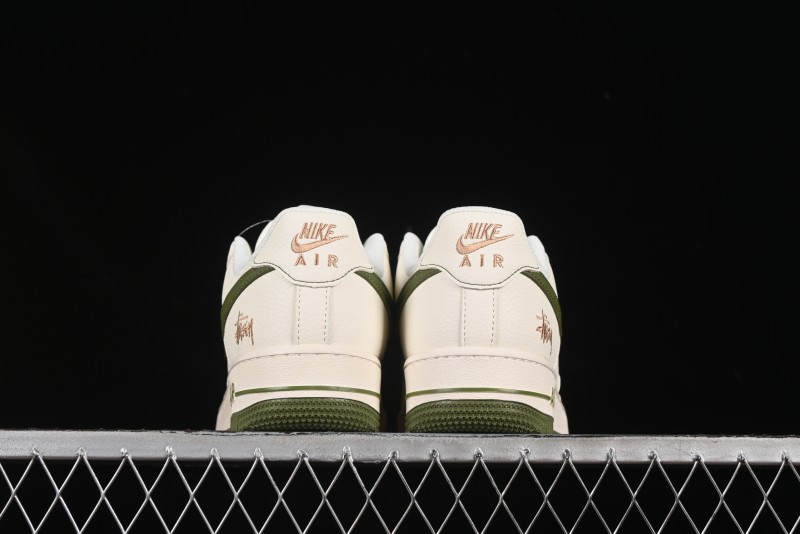 Nike Air Force 1 '07 Low Stussy Collaboration Green Swoosh Gold Embroidery Casual Sneakers - XX3168-151