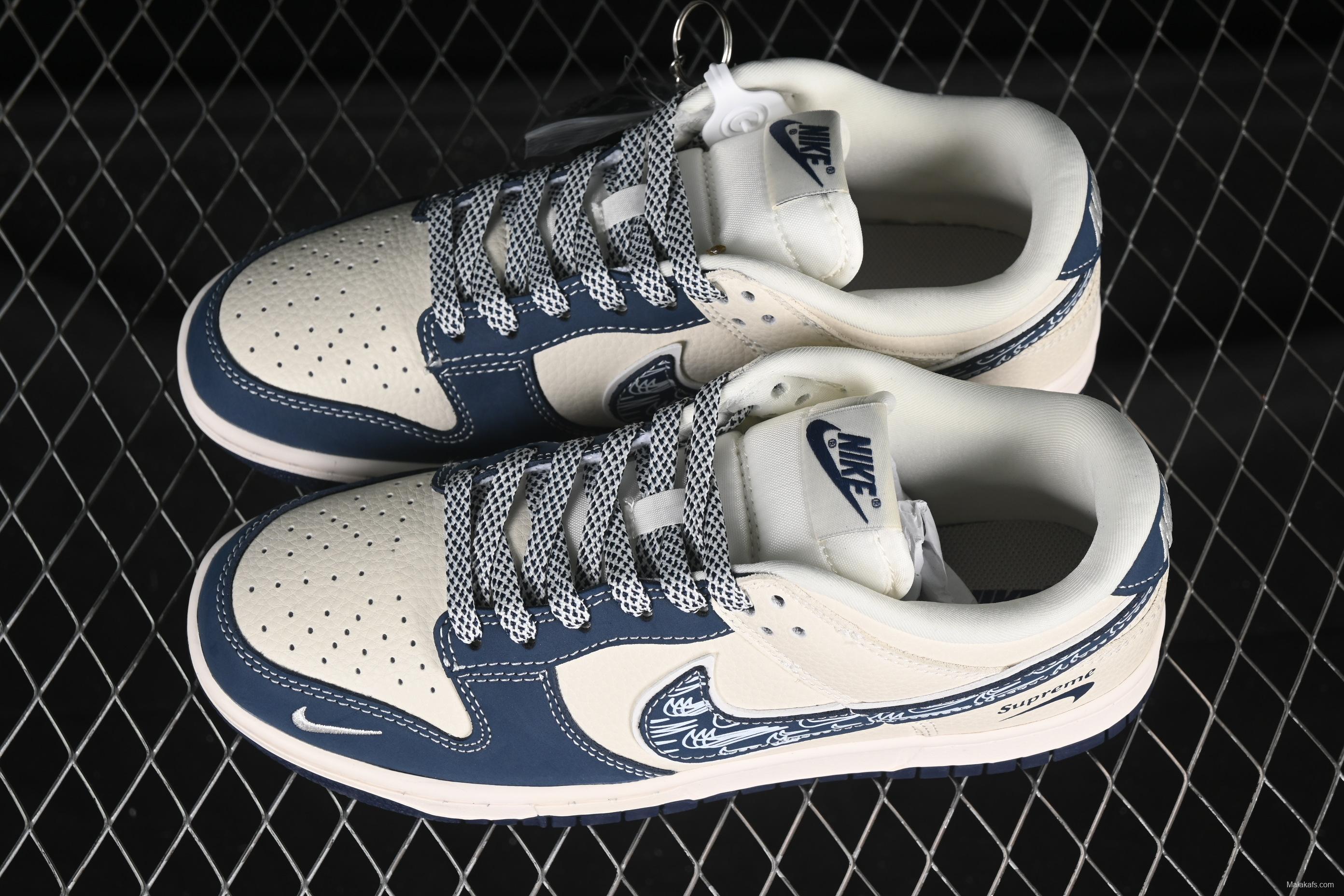 Nike SB Dunk Low Sup Series Blue White Graffiti Blue Swoosh Anniversary Custom Low-Top Casual Skate Shoes - LW1818-116