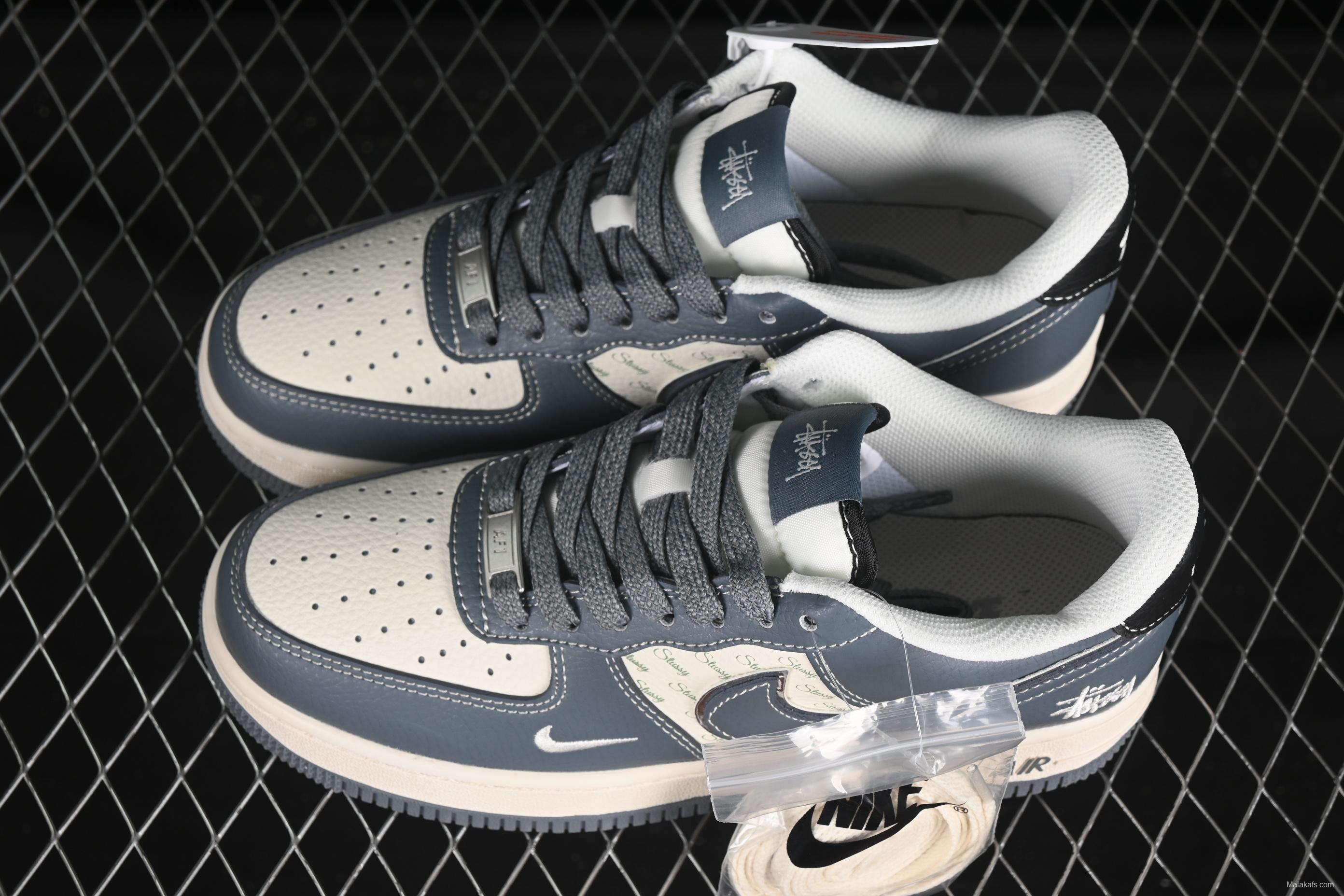 Nike Air Force 1 '07 Low Stussy Collaboration Grey Black Tail Low-Top Casual Sneakers - XS1958-553