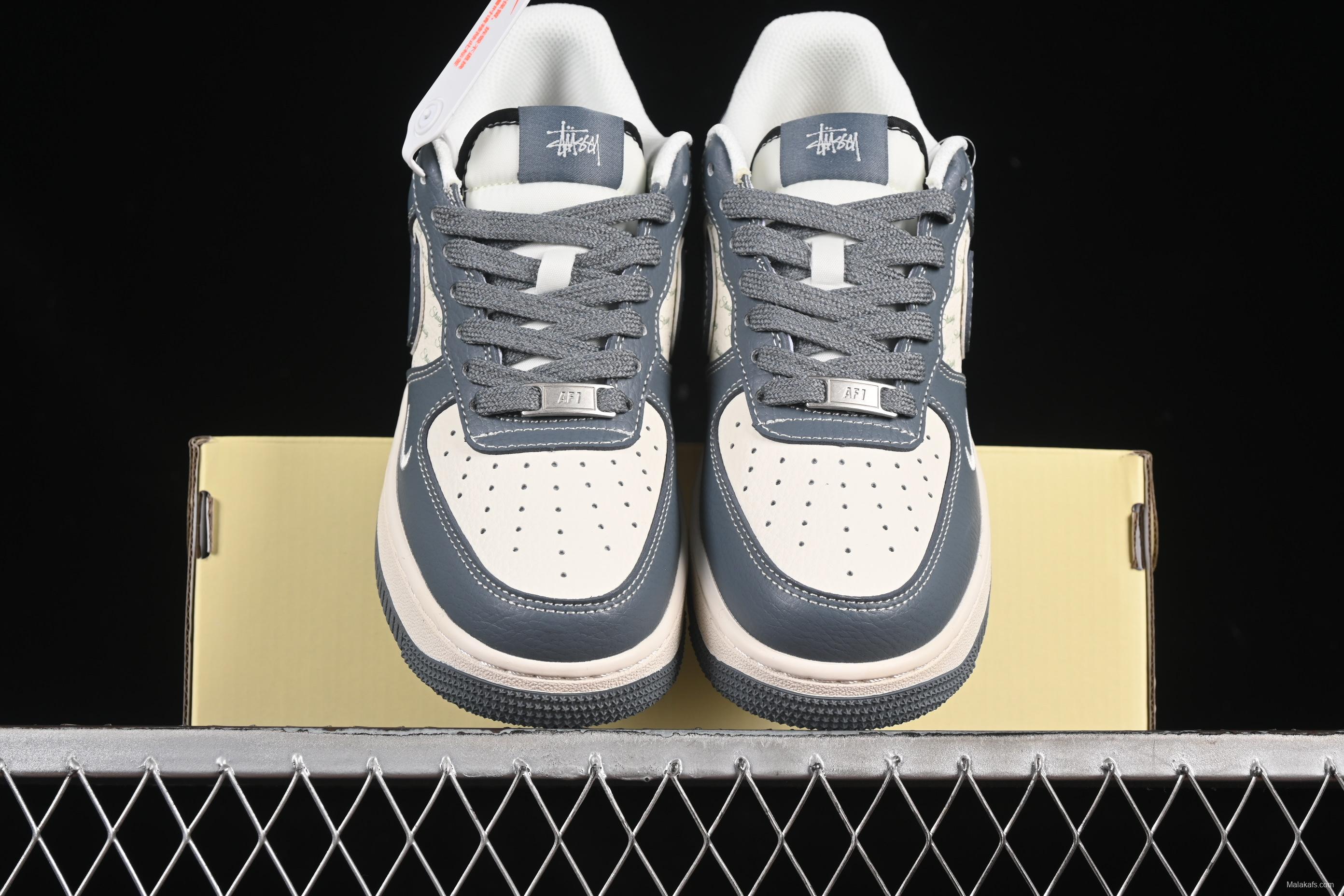 Nike Air Force 1 '07 Low Stussy Collaboration Grey Black Tail Low-Top Casual Sneakers - XS1958-553