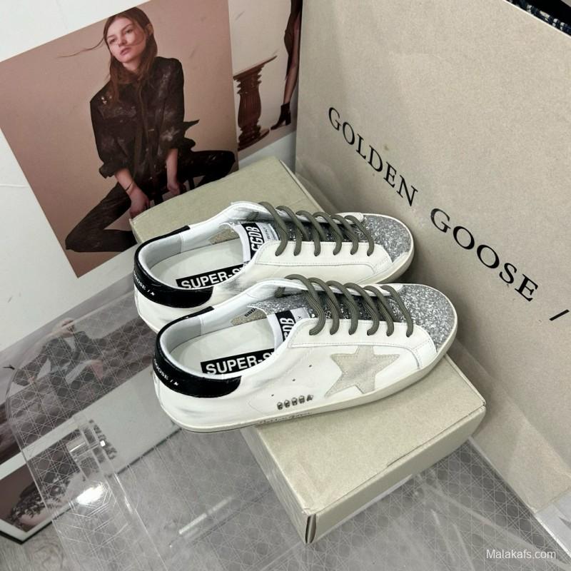 2025 Women GGDB White Silver Leather Sneakers MJ00260