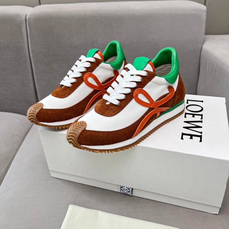 2025 Unisex Loewe Brown White Orange Green Leather Suede Sneakers LY00270