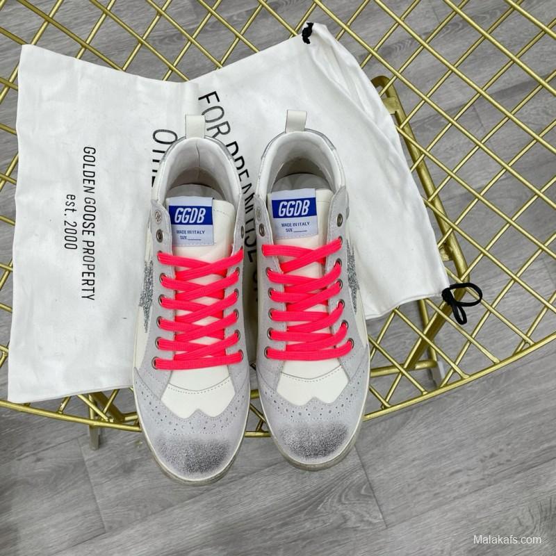 2024 Unisex GGDB White Silver Glitter Leather High Top Sneakers MJ00300