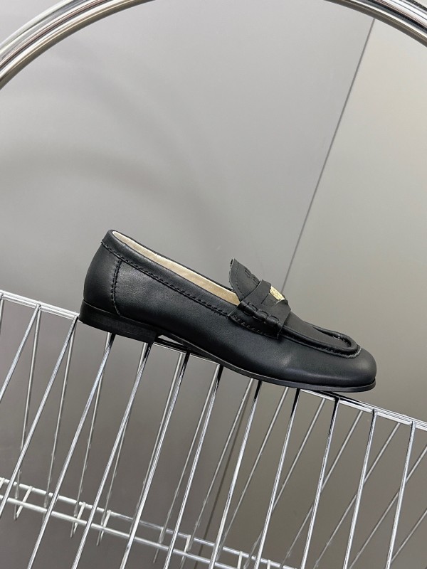 2025 Women Miu Miu Black Leather Loafers