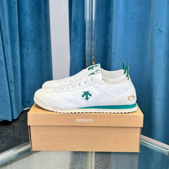 2024 Unisex DESCENTE white green canvas sneakers MJ00280