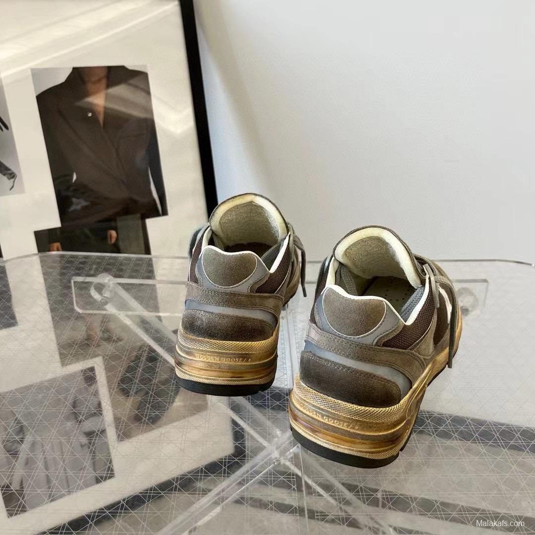 2024 Unisex GGDB Brown Grey Suede Mesh Sneakers