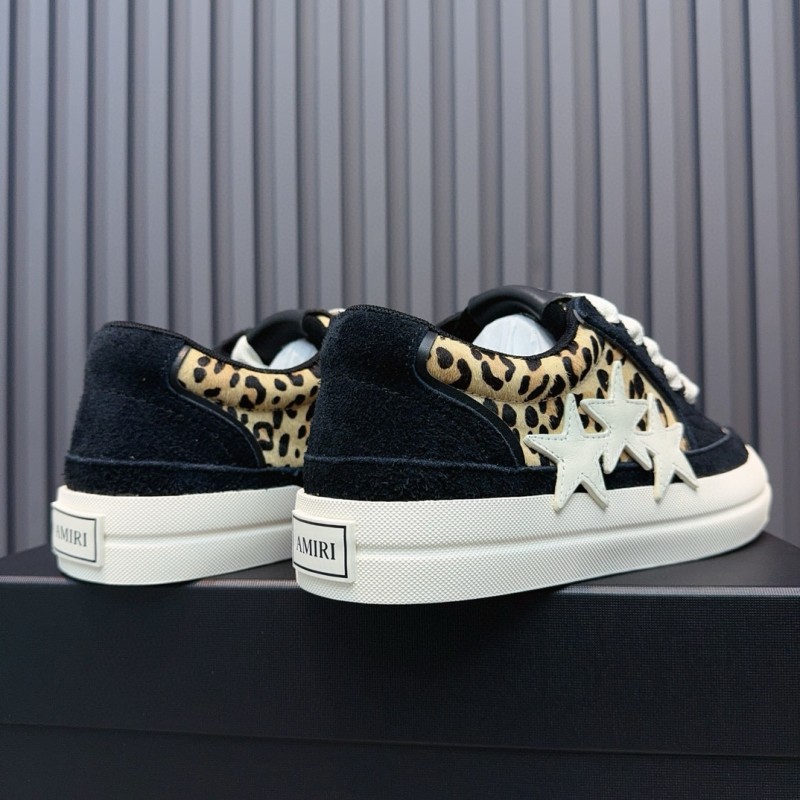 2024 Women Amiri Black Leopard Suede Leather Sneakers MJ00300