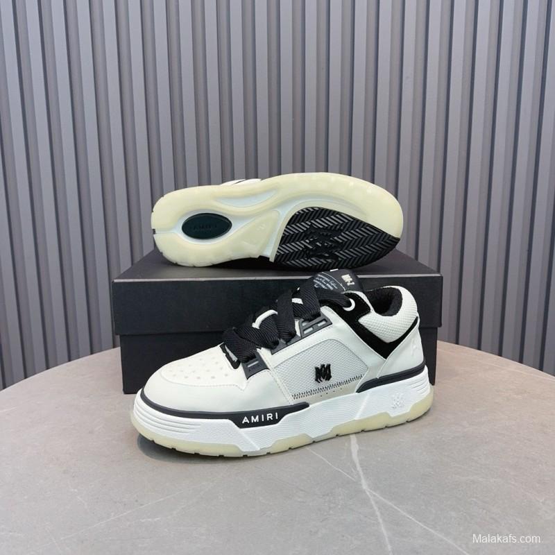 2024 Unisex Amiri Black White Leather Sneakers MJ00360