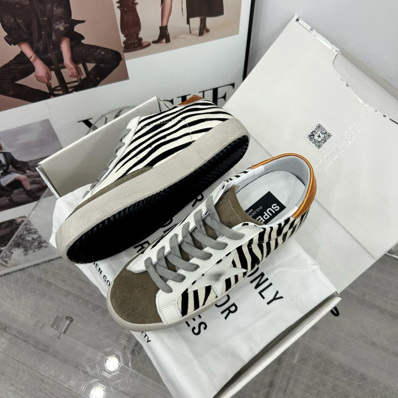 2025 Women GGDB White Black Zebra Leather Suede Sneakers