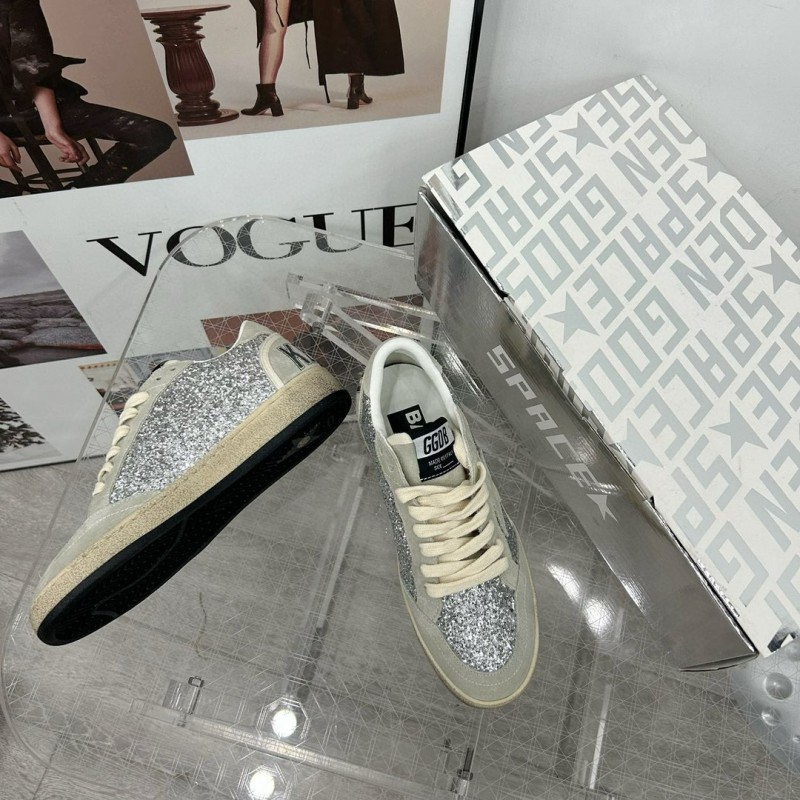 2024 Unisex GGDB Silver Grey Suede Glitter Low Top Sneakers MJ00260