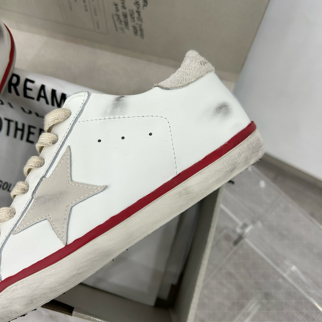 2025 Unisex GGDB White Red Original Leather Sneakers
