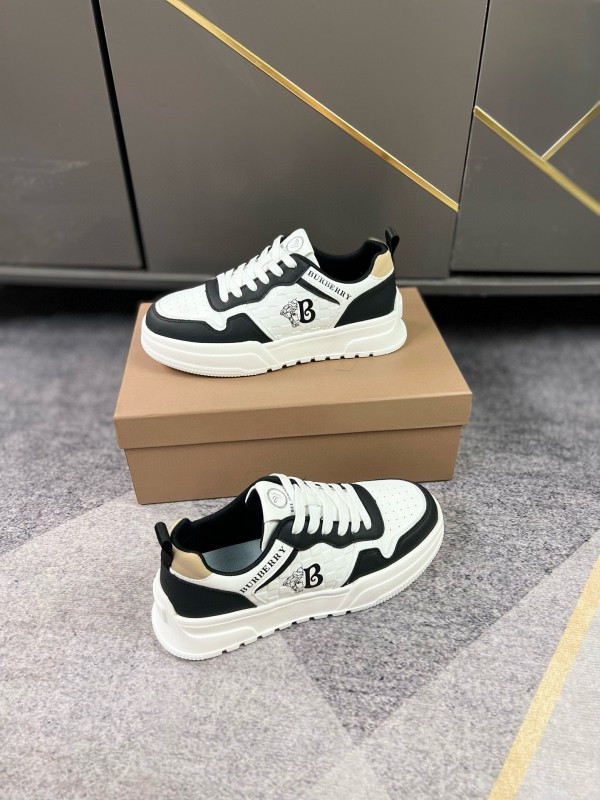 2024 Unisex Burberry Black White Leather Casual Shoes MJ00251