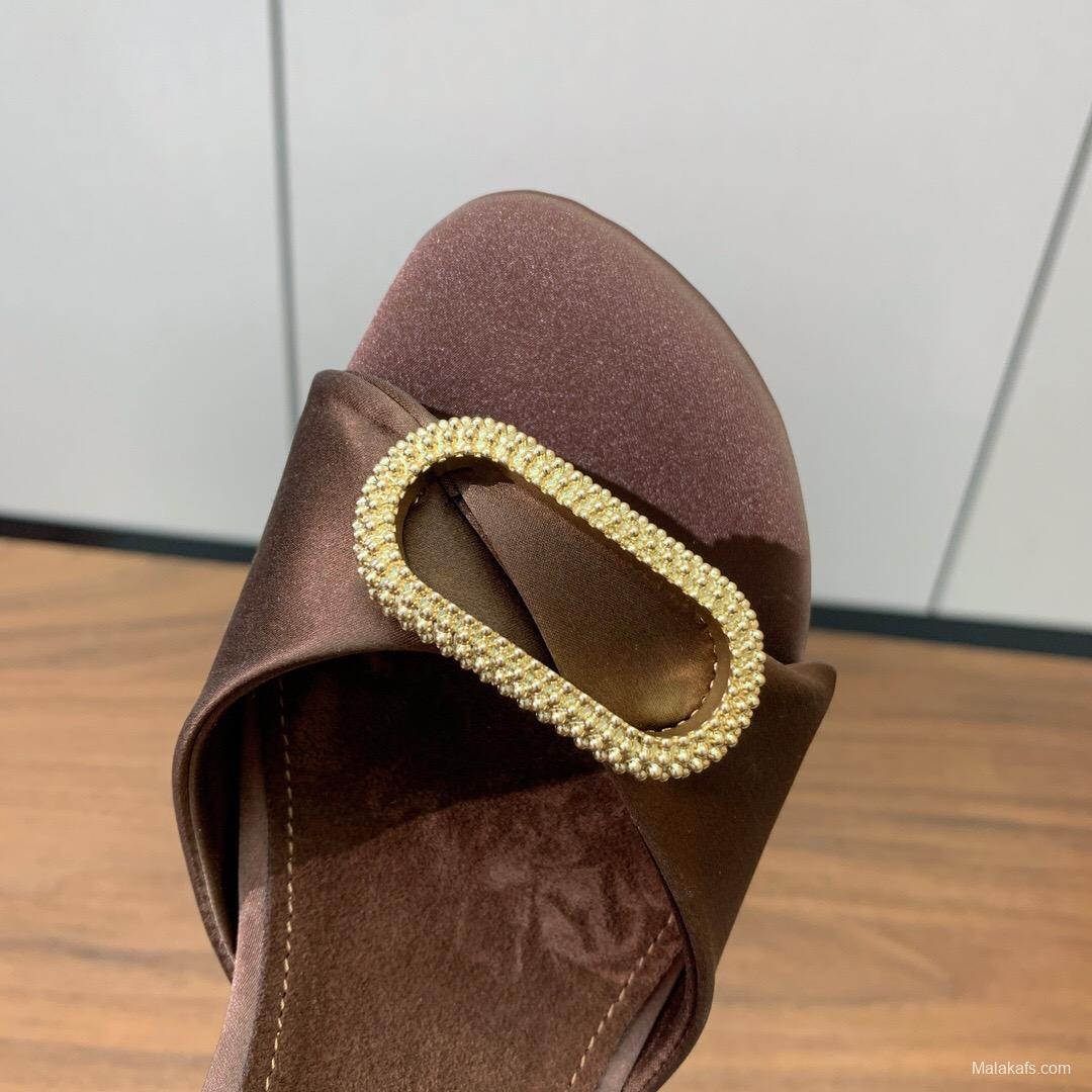 2025 Women Le Parmentier Brown Leather Sandals KFY00280