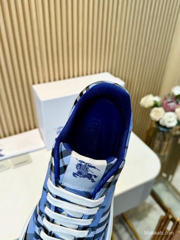 2024 Men Burberry Blue Black White Cotton Casual Shoes MJ00320