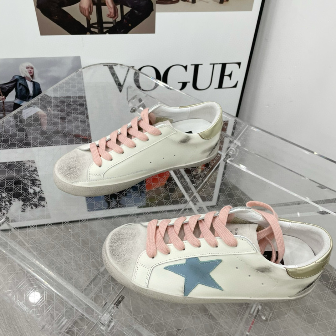 2025 Women GGDB White Blue Pink Leather Suede Sneakers
