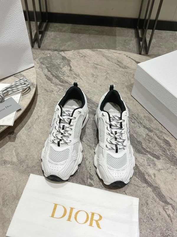 2025 Women Dior White Black Mesh Leather Sneakers KFY00370