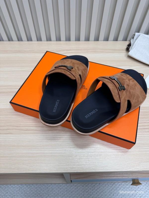 2025 Slippers Hermès Brown Suede Slippers