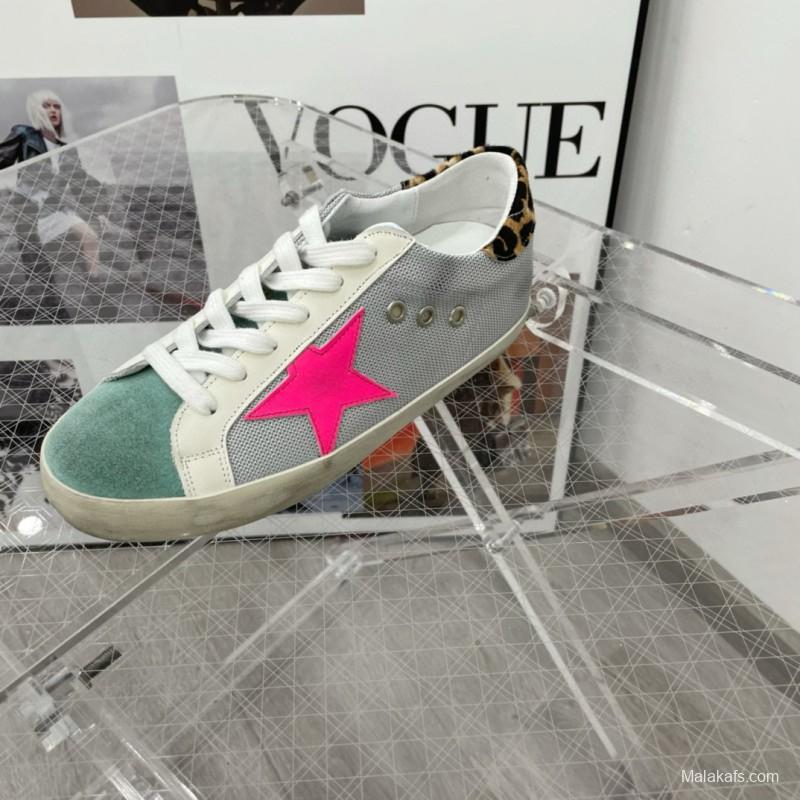 2025 Women GGDB Grey White Pink Suede Canvas Sneaker