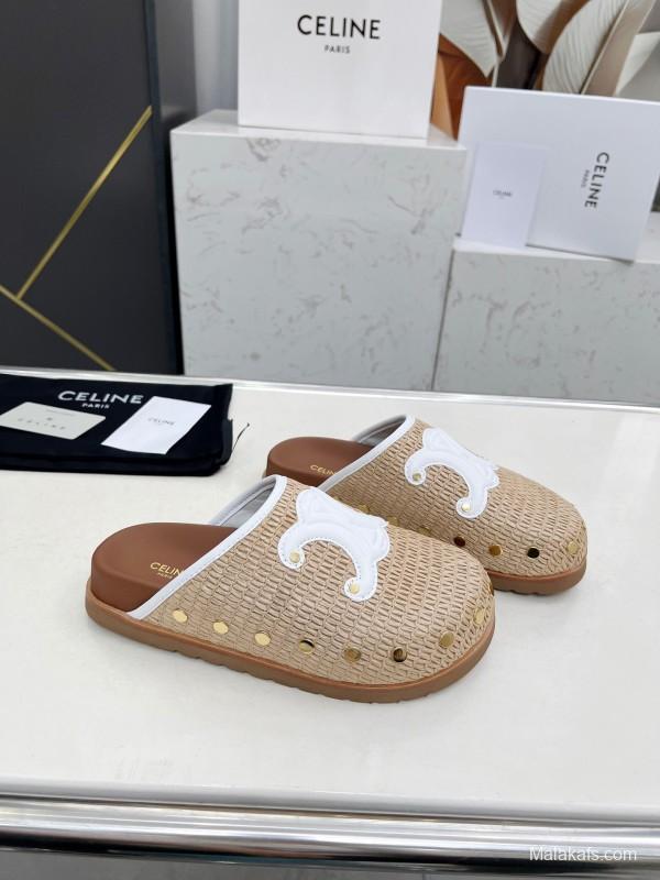 2025 CELINE Beige Leather Slippers LY00241