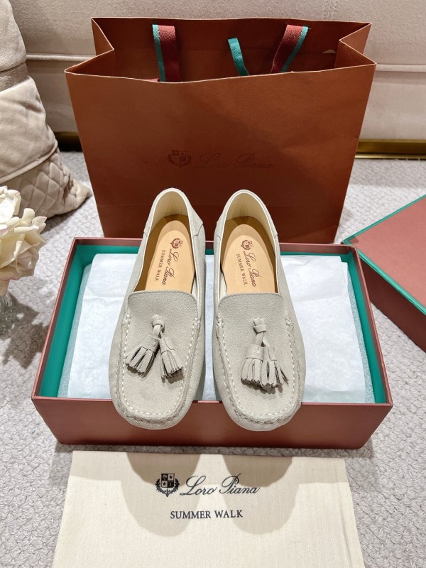 2025 Women Le Parmentier Beige Suede Loafers Tassel LY00291
