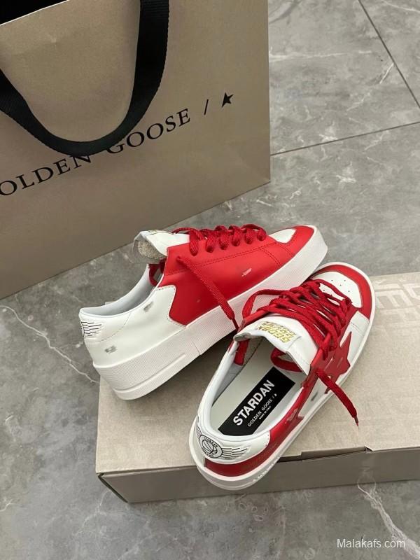 2024 Women GGDB Red White Leather Sneakers MJ00260