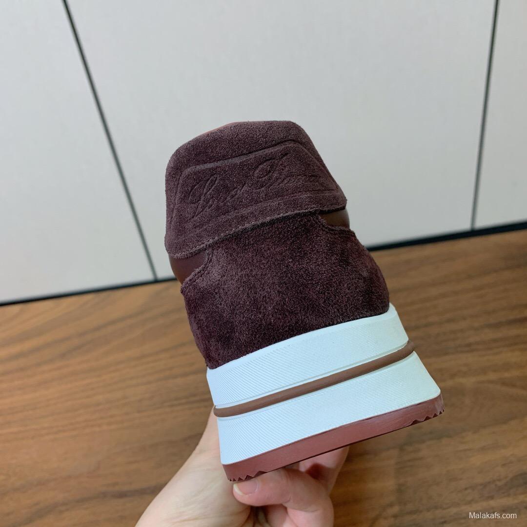2025 Unisex Le Parmentier Brown Suede Leather Casual Sneakers
