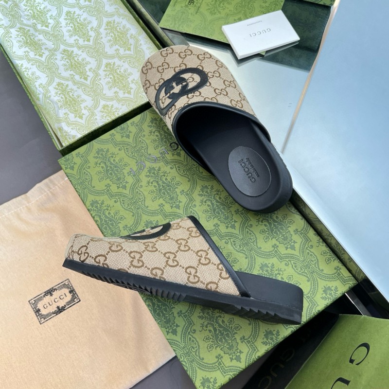 2024 Slippers Gucci beige black fabric mule MJ00280
