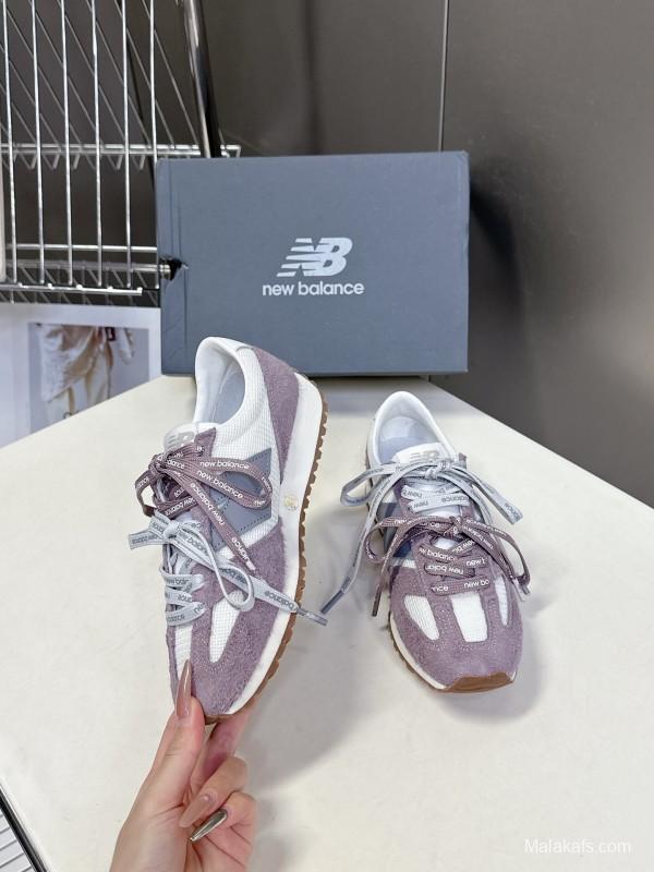 2025 Women New Balance White Purple Suede Mesh Running Shoes KFY00270