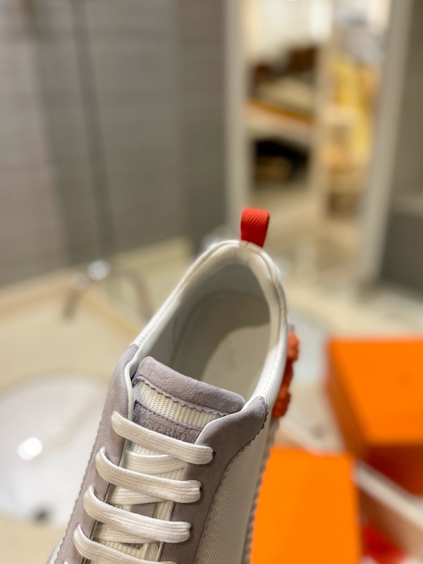 2024 Unisex Hermès White Beige Suede Rain Cloth Casual Sneakers MJ00320