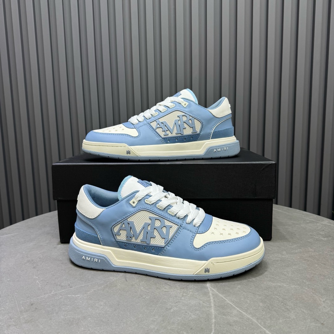 2025 Unisex Amiri Blue White Leather Sneakers MJ00360