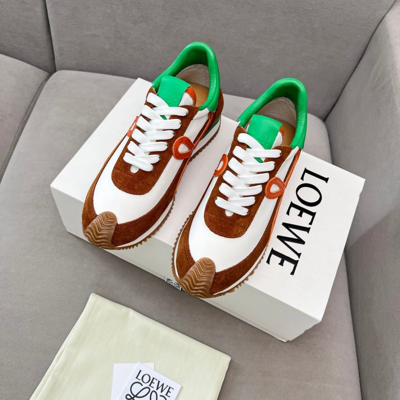 2025 Unisex Loewe Brown White Orange Green Leather Suede Sneakers LY00270