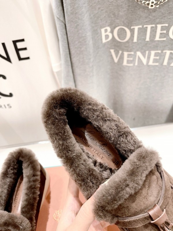 2024 Women Le Parmentier Brown Suede Shearling Loafer MJ00310