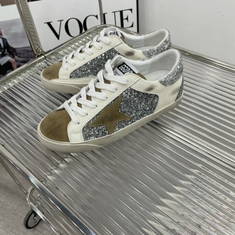 2025 Women GGDB Silver White Suede Leather Sneakers