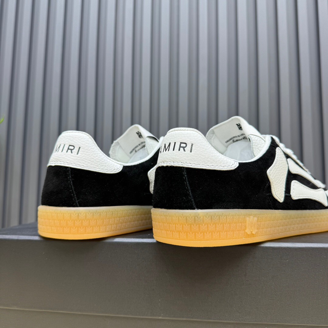 2025 Unisex Amiri Black White Leather Suede Sneakers Skeleton Design LY00280
