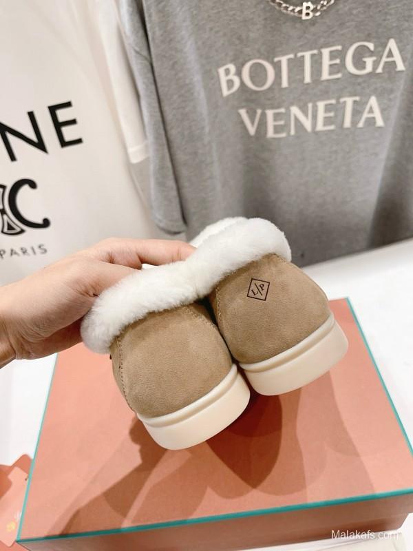 2024 Slippers LP Beige Suede Fur Loafers