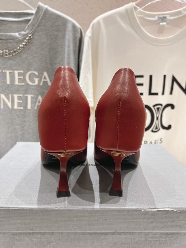 2025 Women Balenciaga Red Leather High Heel Shoes