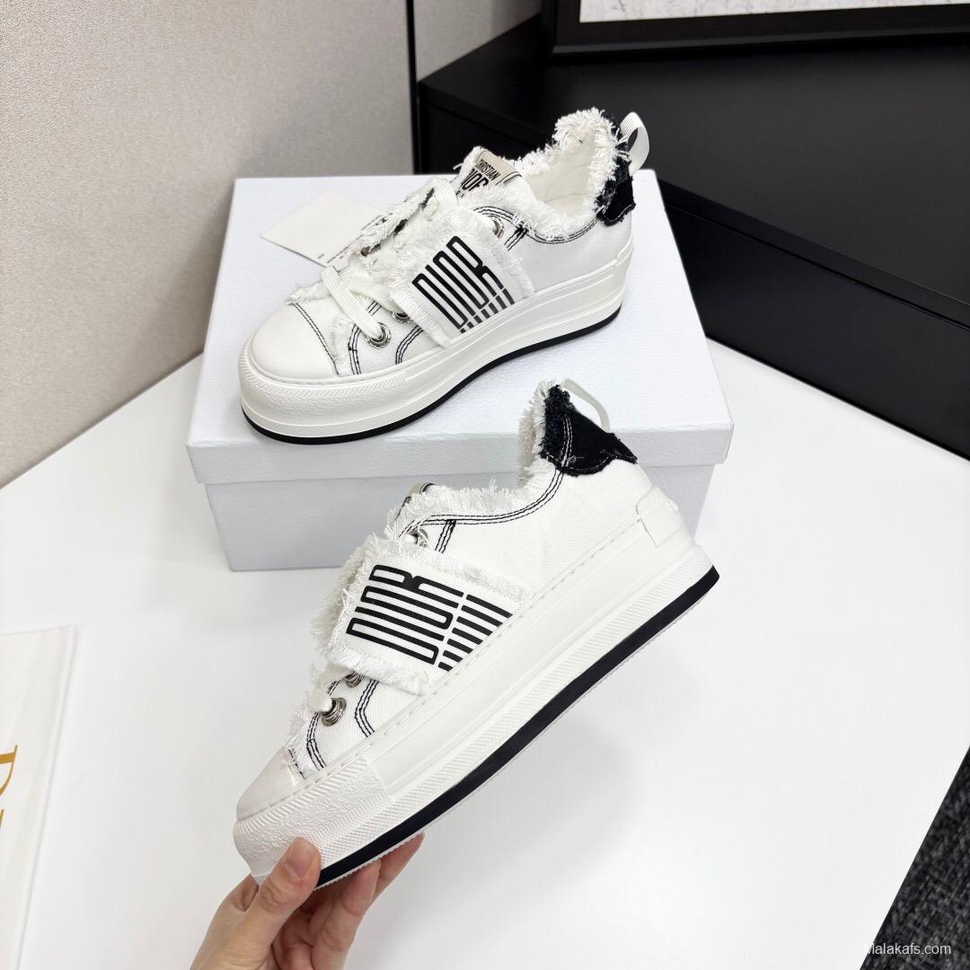 2025 Women Dior White Black Canvas Sneakers LY00300