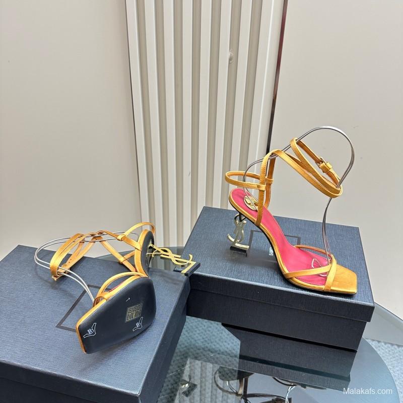 2025 Women Yves Saint Laurent Yellow Leather Sandals