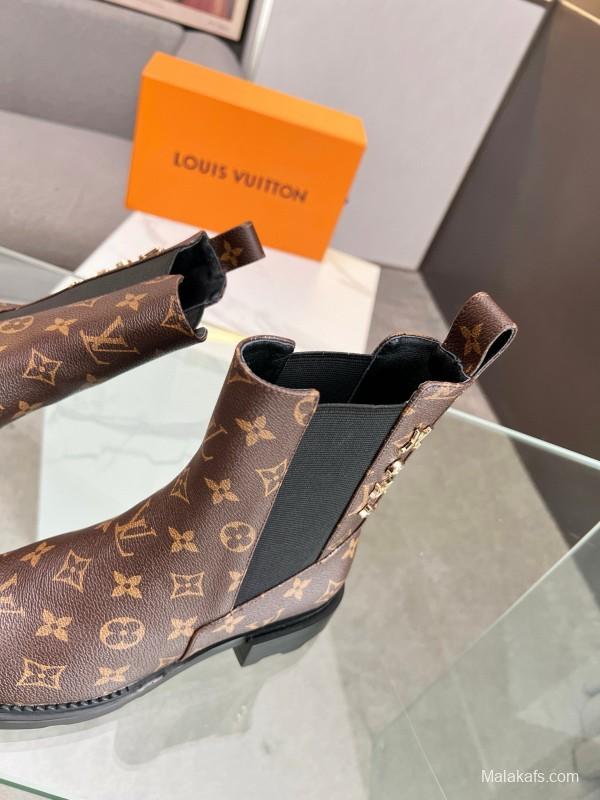 2024 Women Louis Vuitton Brown Leather Boots MJ00310