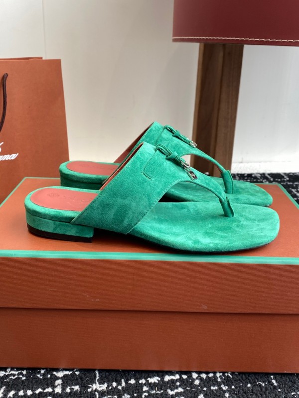 2025 Women Le Parmentier Green Suede Slippers KFY00280
