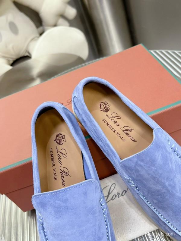 2024 Unisex LP Light Blue Suede Loafers MJ00270