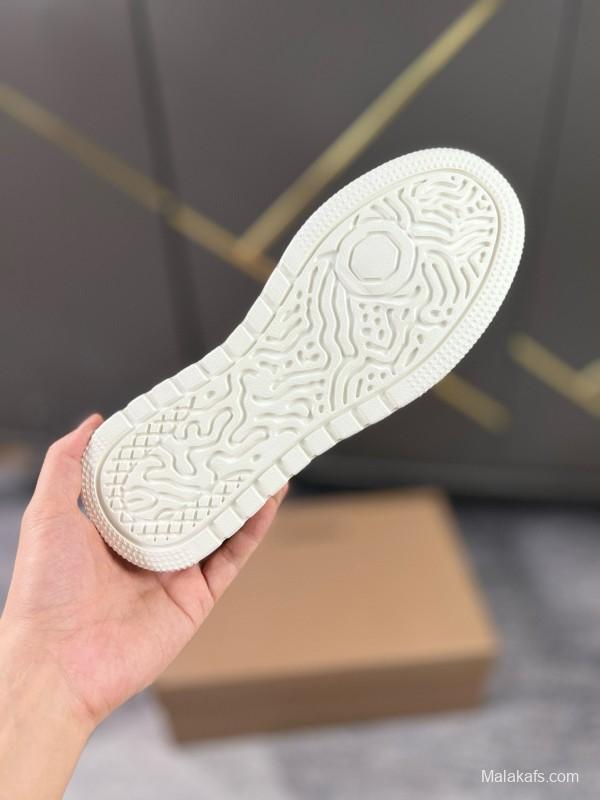 2024 Women Burberry White Beige Leather Sneakers MJ00251