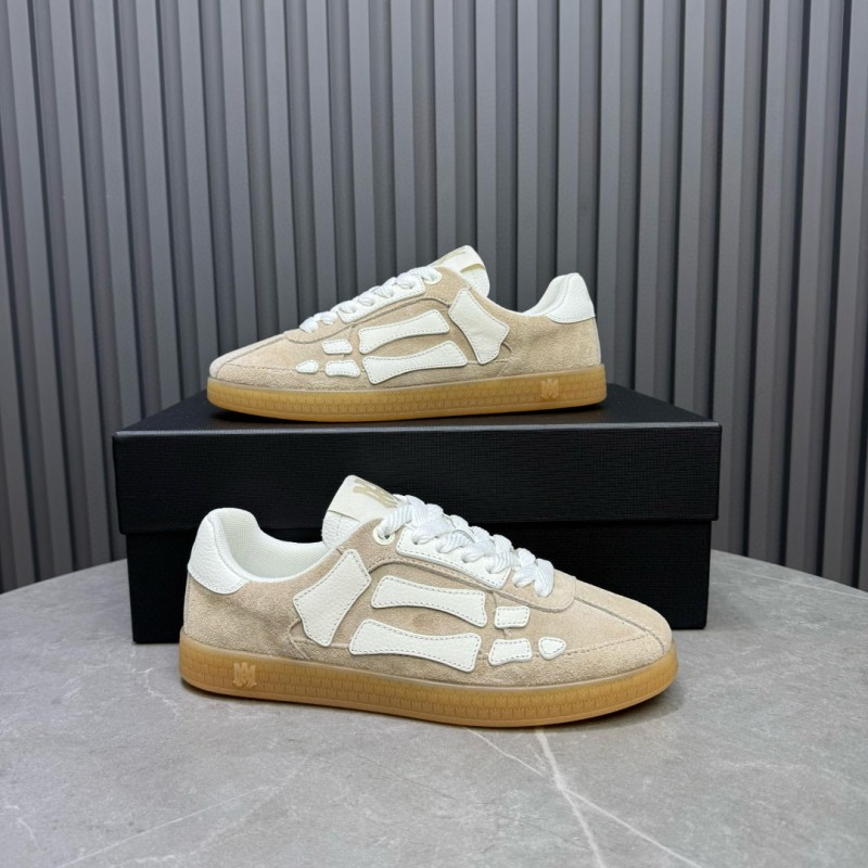 2024 Unisex Amiri Beige White Suede Leather Sneakers MJ00300
