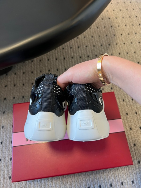 2025 Women Roger Vivier Black Leather Mesh Sneakers