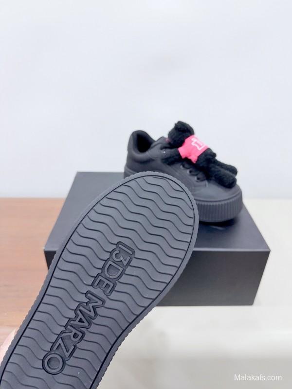 2025 Women 13DE MARZO Black Cow Leather Mesh Casual Shoes 3D Teddy Doll KFY00330