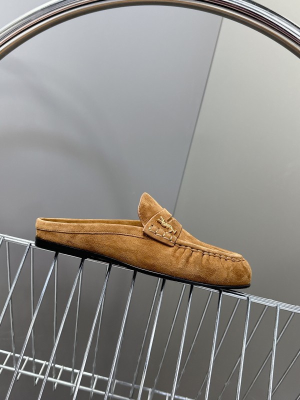 2025 Women Yves Saint Laurent Brown Suede Loafers KFY00330