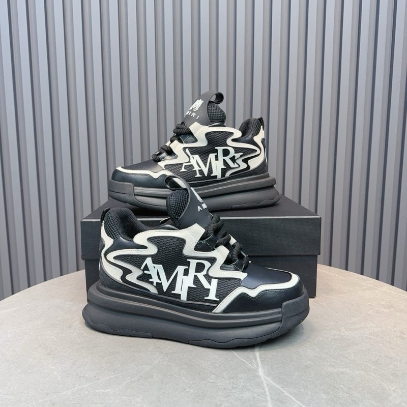 2024 Unisex Amiri Black White Mesh Leather Sneakers MJ00410