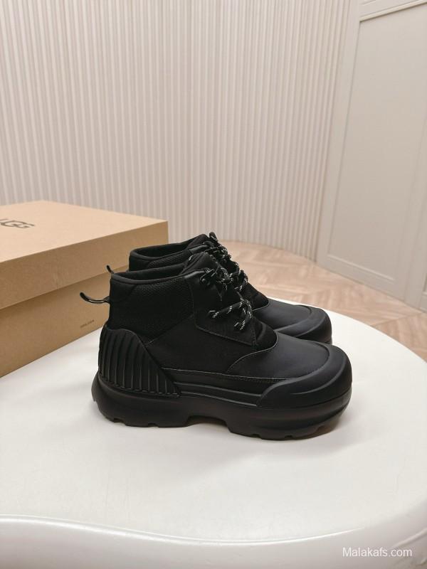 2024 Women UGG Black Suede Snow Boots High Top Lace-Up MJ00320