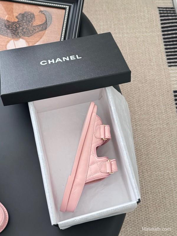 2025 Women Chanel Pink Leather Sandals LY00310
